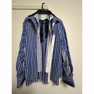 サカイ(sacai)の美品 sacai レイヤード ストライプシャツ サイズ2(シャツ)