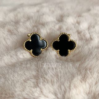 ●silver925 Flower ピアス BLACKオニキス●金アレ対応(ピアス)