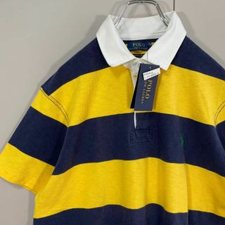 ポロラルフローレン(POLO RALPH LAUREN)の【新品タグ付き】ポロラルフローレン 半袖ポロシャツ古着ロゴ刺繍ボーダー柄サイズM(ポロシャツ)