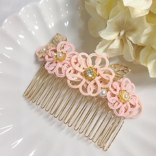 桜シリーズ　コーム　水引き　桜色(ヘアアクセサリー)