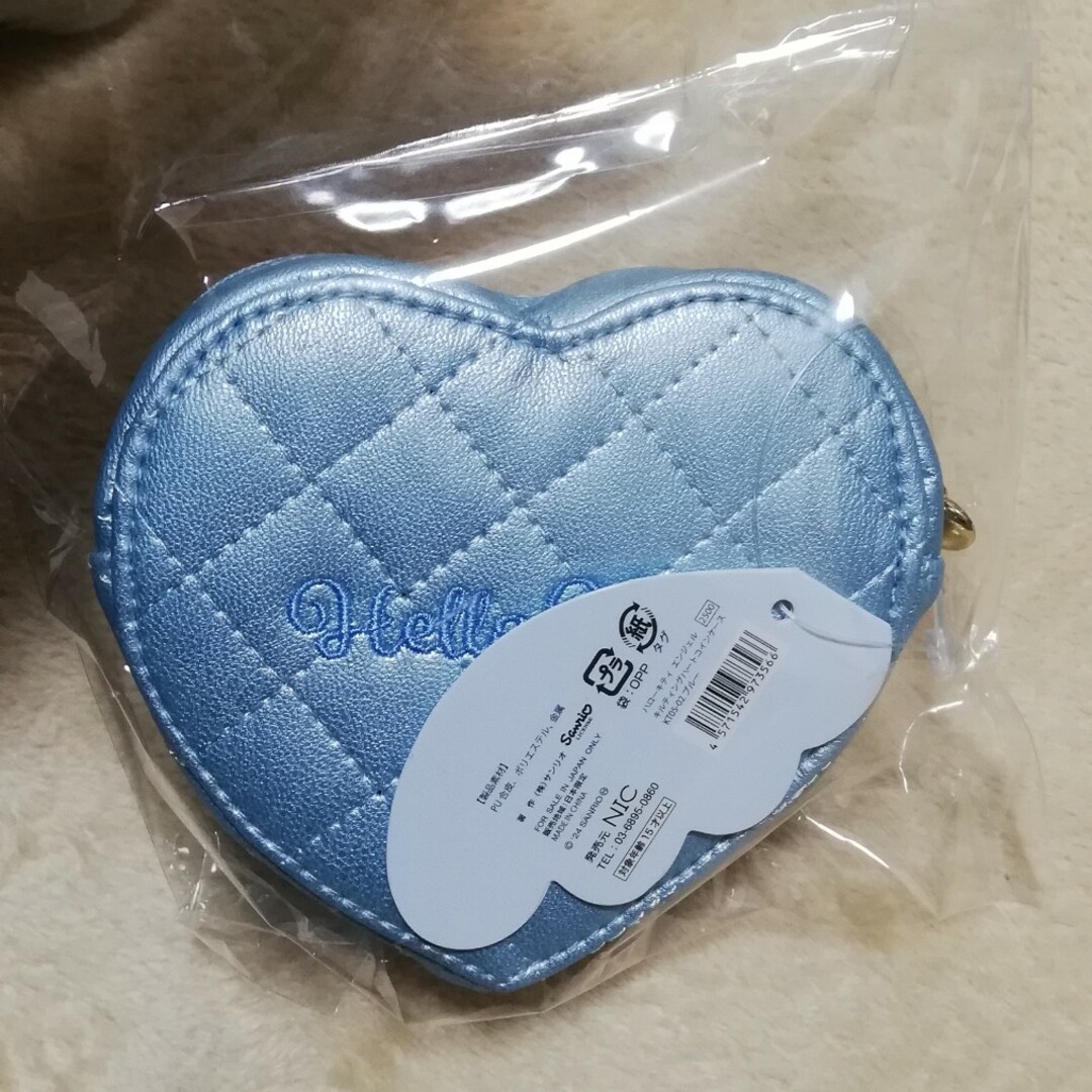 サンリオ(サンリオ)のハローキティ エンジェルキルティングハートコインケース ブルー レディースのファッション小物(コインケース)の商品写真
