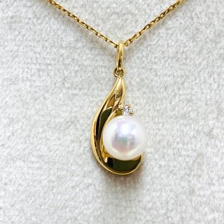 ミキモト(MIKIMOTO)の✴︎極美品　MIKIMOTO ミキモト K18 アコヤ真珠 ダイヤ ネックレス(ネックレス)