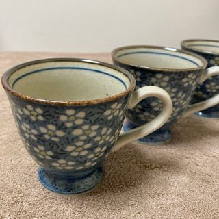 【新品】コーヒーカップ ティーカップ 和柄 花柄 3客セット レトロ 湯呑み(グラス/カップ)