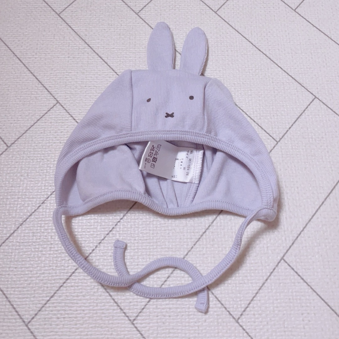 petit main(プティマイン)のpetit main ミッフィー ロンパース 耳つき帽子 miffy ラベンダー キッズ/ベビー/マタニティのベビー服(~85cm)(ロンパース)の商品写真