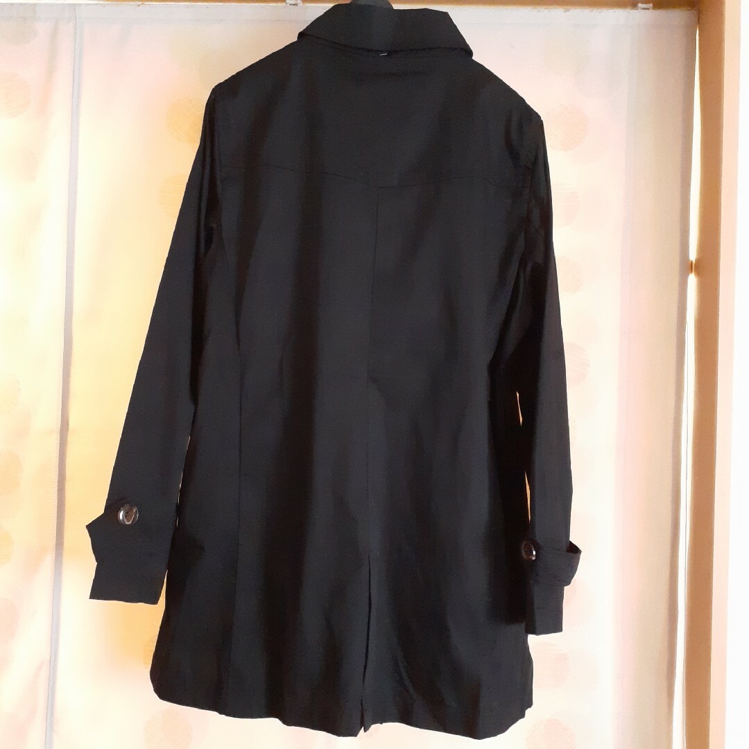Pur colore トレンチコート スプリングコート アウター 黒 無地 4L レディースのジャケット/アウター(トレンチコート)の商品写真