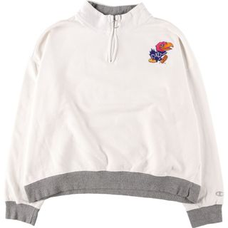 チャンピオン(Champion)の古着 チャンピオン Champion ハーフジップ カレッジ キャラクタースウェットシャツ トレーナー レディースXXL /eaa422393(トレーナー/スウェット)