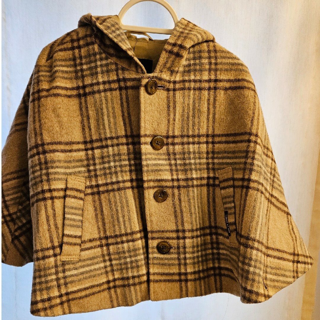 COMME CA ISM(コムサイズム)のCOMME CA ISM キッズ ポンチョ 100cm チェック柄 キッズ/ベビー/マタニティのキッズ服女の子用(90cm~)(ジャケット/上着)の商品写真