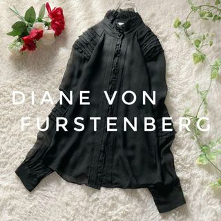 ダイアンフォンファステンバーグ(DIANE von FURSTENBERG)のDVF　ダイアンフォンファステンバーグ　ピュアシルク　フリルブラウス　シースルー(シャツ/ブラウス(長袖/七分))