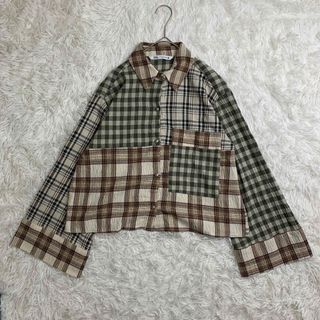 ザラ(ZARA)の【ザラ】XS シャツ クレイジーパターン ショート丈 チェック ガーゼ素材(シャツ/ブラウス(長袖/七分))