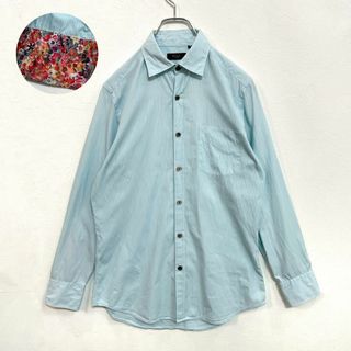 ポールスミス(Paul Smith)のポールスミス　カフス裏　花柄　ストライプ　ワイドカラー　長袖シャツ　水色　S(Tシャツ/カットソー(七分/長袖))