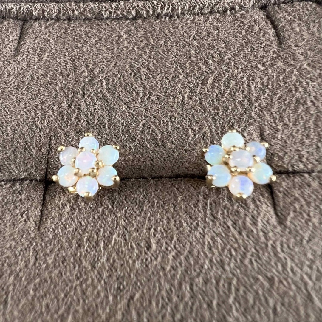 アガット　ピアス　オパール　お花