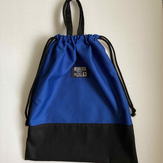 ［26】　ブルー　ブラック　体操服袋　タグ付き(外出用品)