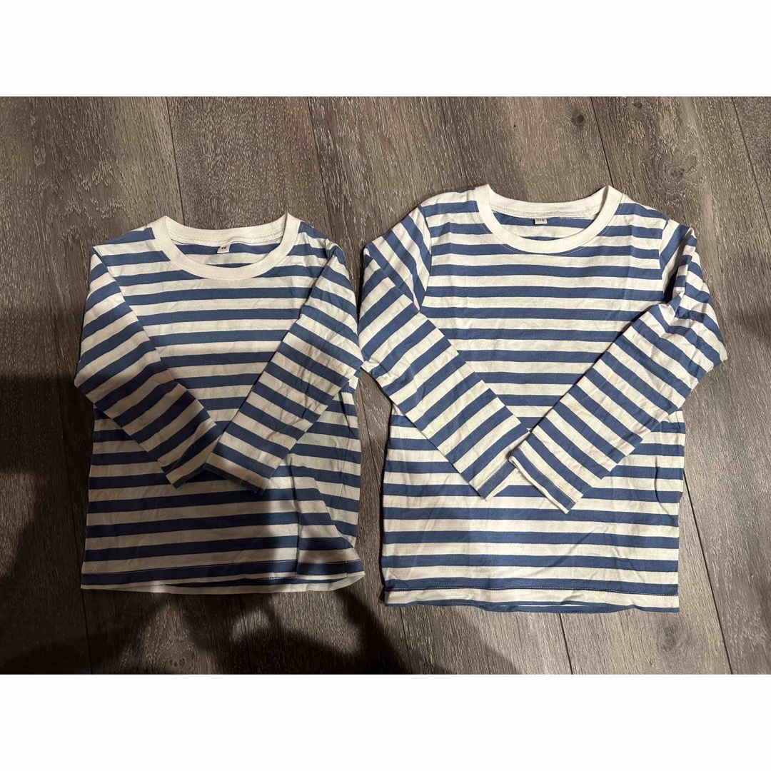 MUJI (無印良品)(ムジルシリョウヒン)の無印　ボーダー長袖Tシャツ2枚セット キッズ/ベビー/マタニティのキッズ服男の子用(90cm~)(Tシャツ/カットソー)の商品写真