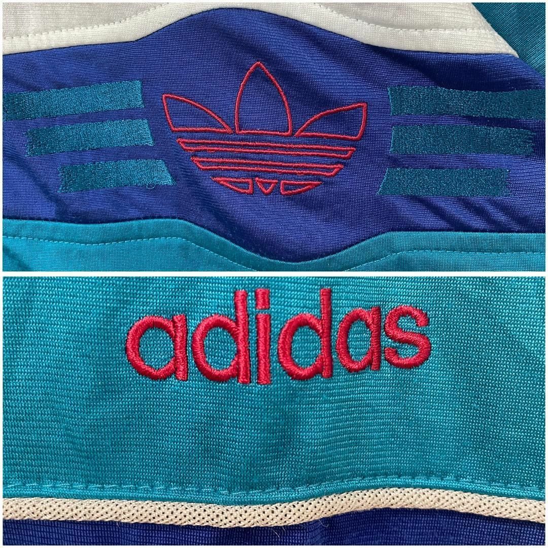 adidas(アディダス)のアディダス トラックジャケット M 青 緑 白 刺繍 ロゴ 古着 7667 その他のその他(その他)の商品写真