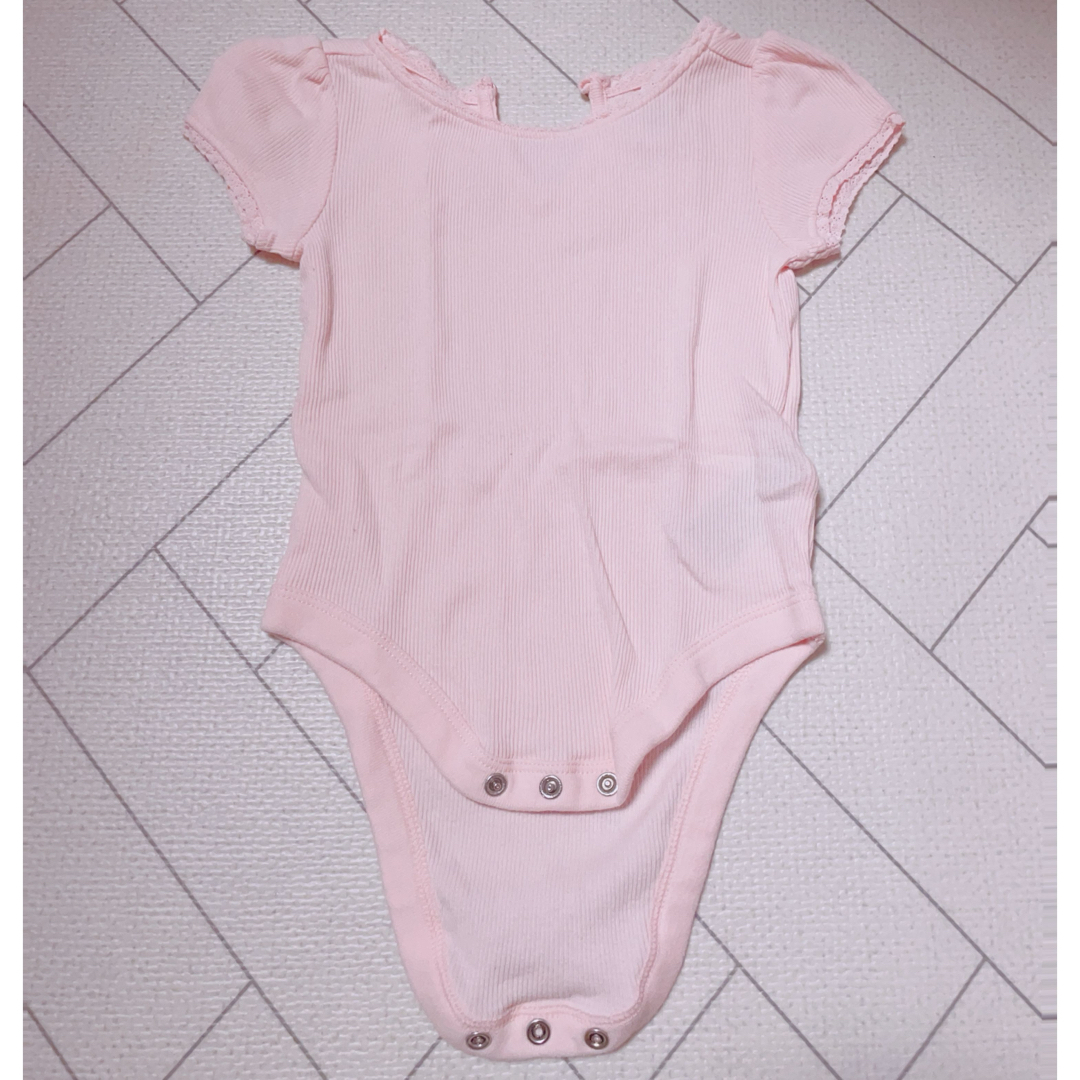babyGAP(ベビーギャップ)のbabyGap ピンク ロンパース ボディシャツ 半袖 リブ キッズ/ベビー/マタニティのベビー服(~85cm)(ロンパース)の商品写真