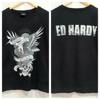 エドハーディー(Ed Hardy)のED HARDY エド・ハーディー　スウェット　古着加工　ブラック　トレーナー(スウェット)