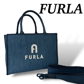 フルラ(Furla)の美品　FURLA  デニム Blu Jay  トートバッグ オポチュニティ S(ショルダーバッグ)