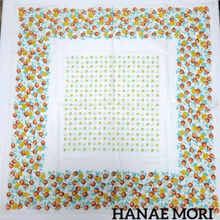ハナエモリ(HANAE MORI)のHANAE MORI  スカーフ 84×85 綿100％ ホワイト マルチカラー(バンダナ/スカーフ)