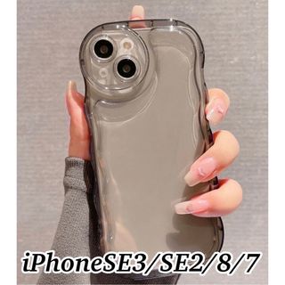 iPhoneSE3/SE2ケース プクプク クリアケース　ブラック　黒(iPhoneケース)