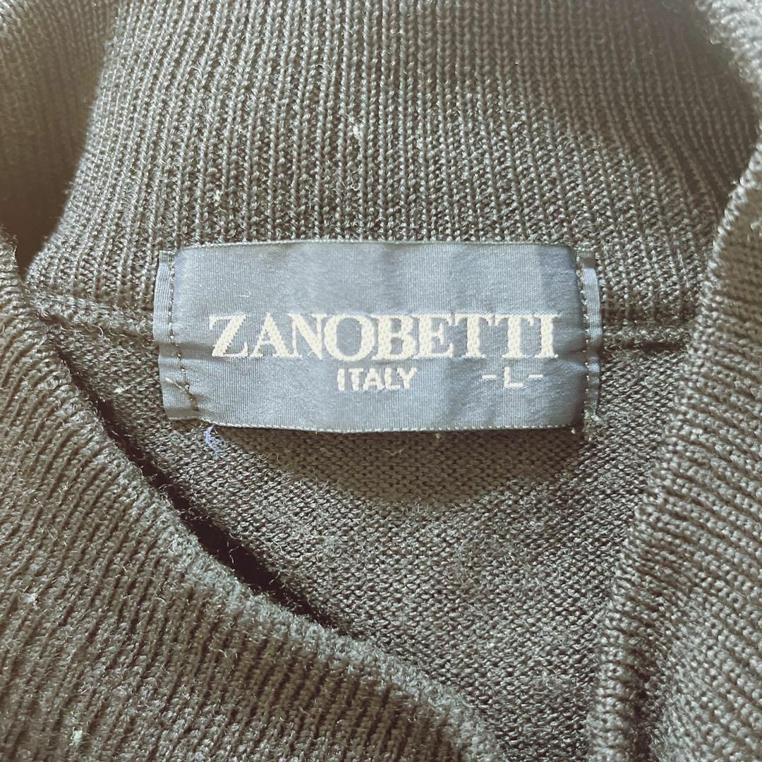 ZANOBETTI(ザノベッティー)のザノベッティ　モックネックアーガイルニット　刺繍ロゴ【L】イタリアブランド メンズのトップス(ニット/セーター)の商品写真