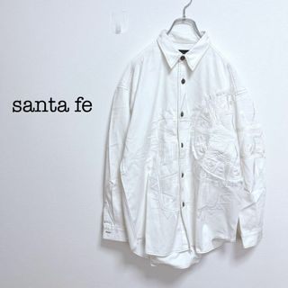 サンタフェ(Santafe)のサンタフェ　ビッグ刺繍シャツ　長袖【03】爽やか　しっかり生地　カジュアル(Tシャツ/カットソー(七分/長袖))