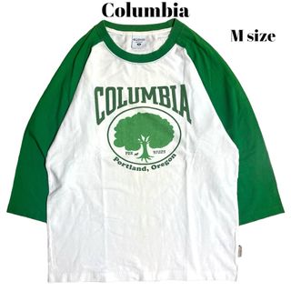 コロンビア(Columbia)のColumbia ラグランTシャツ 七分丈 フォレスト ホワイト×グリーン(Tシャツ/カットソー(七分/長袖))