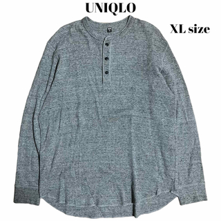 ユニクロ(UNIQLO)のUNIQLO ヘンリーネックT ワッフル サーマル グレー XL(Tシャツ/カットソー(七分/長袖))