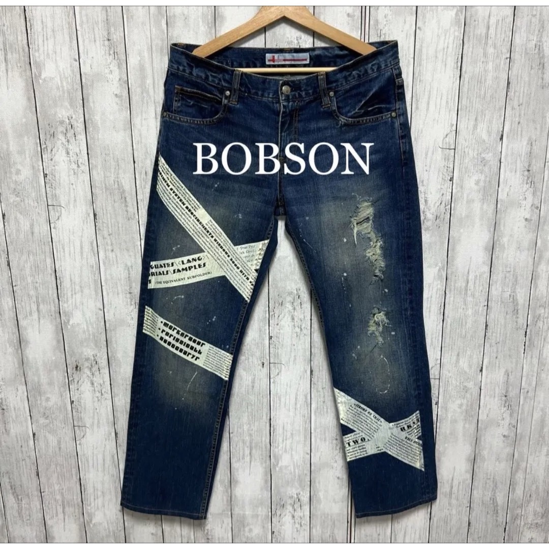 BOBSON(ボブソン)のBOBSON ダメージ加工プリントデニム！岡山デニム メンズのパンツ(デニム/ジーンズ)の商品写真