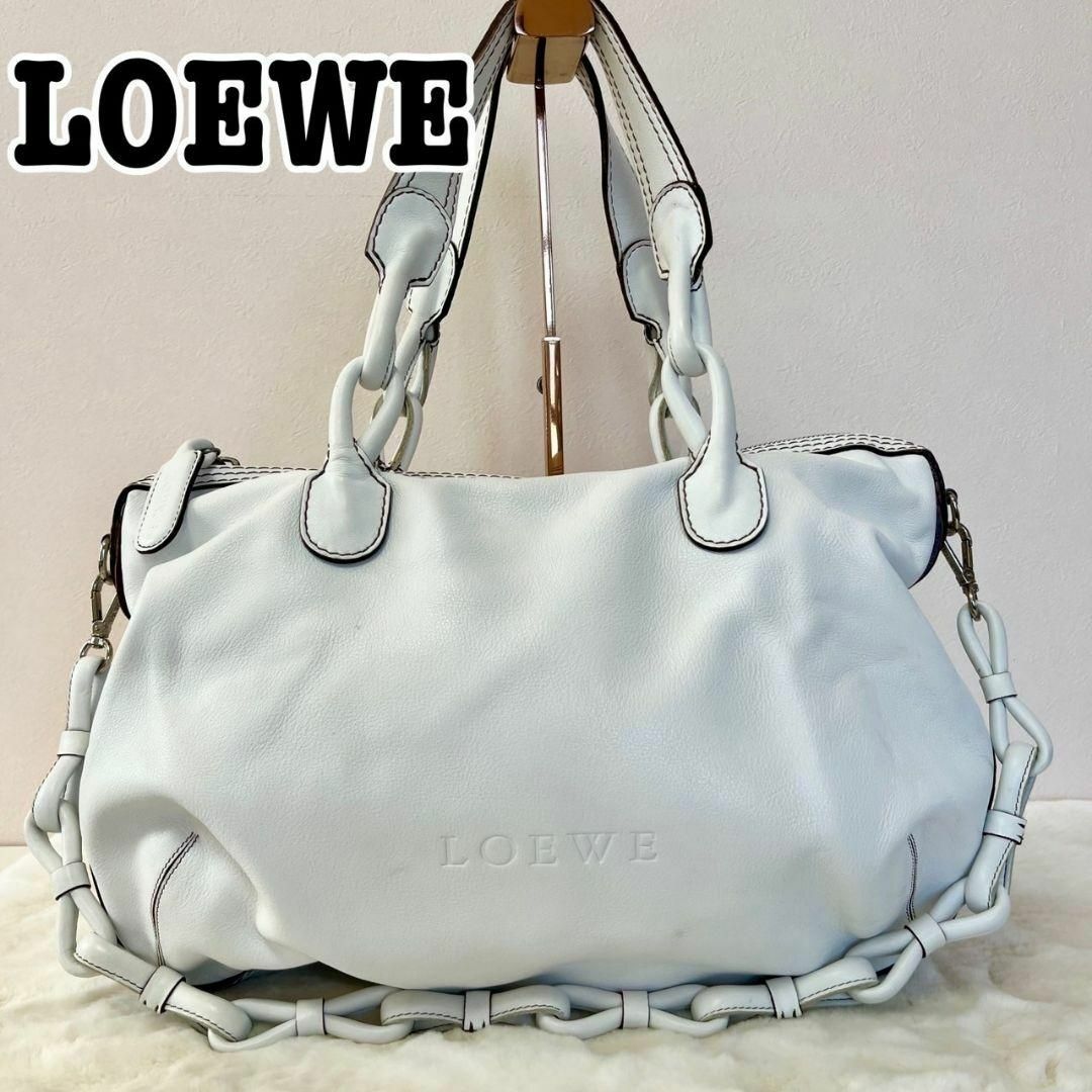 LOEWE - LOEWE 2way ショルダーバッグ サングリア ホワイト アナグラム