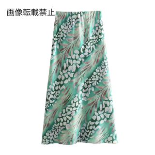 🍓3月新作🐤13680◆green vintage レトロ 柄 ロング スカート(ロングスカート)