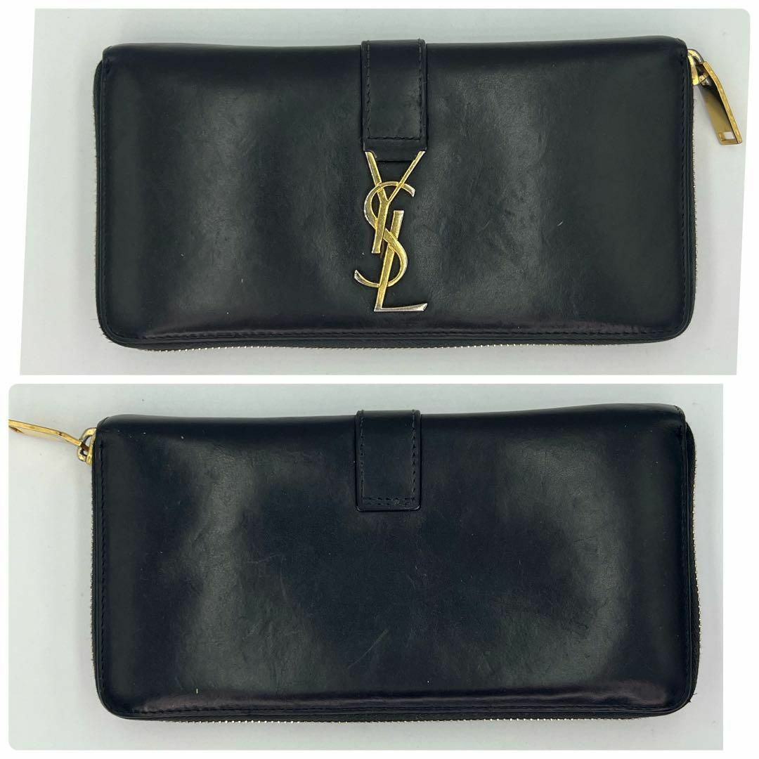 Saint Laurent(サンローラン)のサンローラン ゴールド金具 レザー ラウンドファスナー 長財布 ブラック 黒 レディースのファッション小物(財布)の商品写真