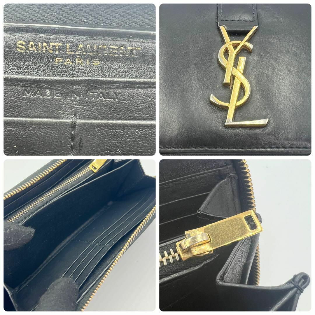 Saint Laurent(サンローラン)のサンローラン ゴールド金具 レザー ラウンドファスナー 長財布 ブラック 黒 レディースのファッション小物(財布)の商品写真