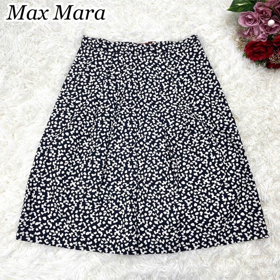 Max Mara(マックスマーラ)の美品☆Max Mara studio マックスマーラ 総柄 膝丈スカート 38 レディースのスカート(ひざ丈スカート)の商品写真
