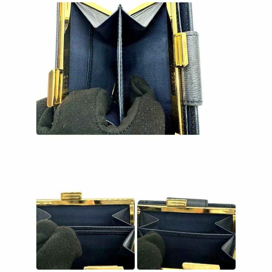 GIVENCHY(ジバンシィ)のヴィンテージ ジバンシー 折財布 がま口 レザー 革 ユニセックス ネイビー レディースのファッション小物(財布)の商品写真