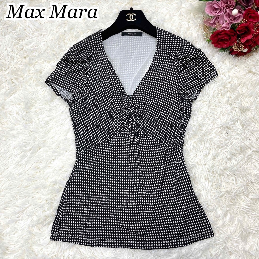 Weekend Max Mara(ウィークエンドマックスマーラ)の美品☆Max Mara マックスマーラ カシュクール カットソー 総柄 S レディースのトップス(カットソー(半袖/袖なし))の商品写真