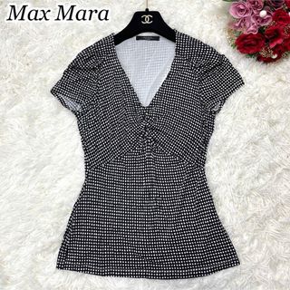 ウィークエンドマックスマーラ(Weekend Max Mara)の美品☆Max Mara マックスマーラ カシュクール カットソー 総柄 S(カットソー(半袖/袖なし))