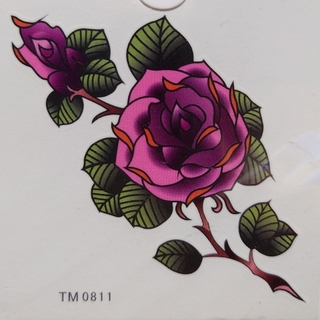 タトゥーシール ワンポイント アジアンテイスト 紫の薔薇 パープルローズ つぼみ(アクセサリー)