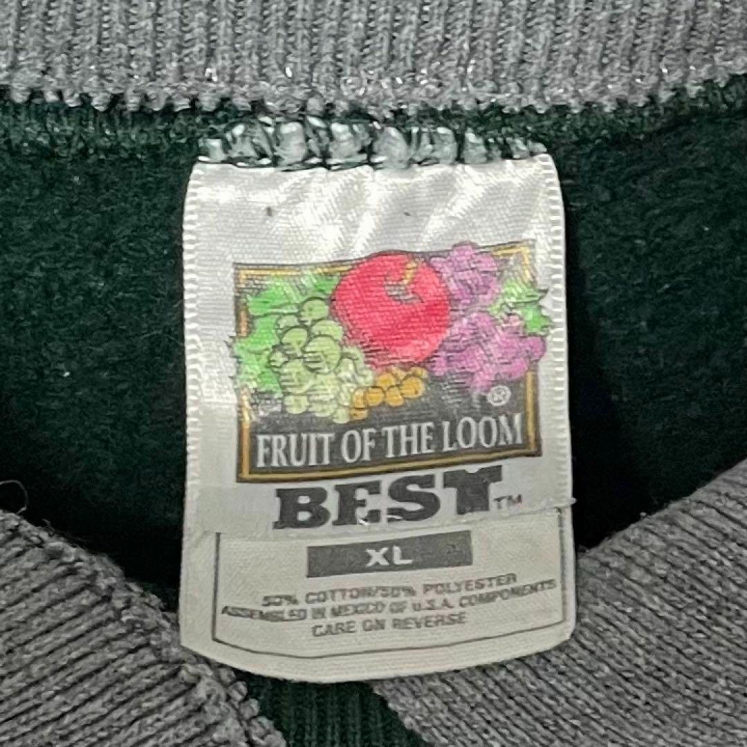 FRUIT OF THE LOOM(フルーツオブザルーム)のビッグサイズ フルーツオブザルーム 襟付きスウェット 深緑 刺繍デザイン レトロ メンズのトップス(スウェット)の商品写真