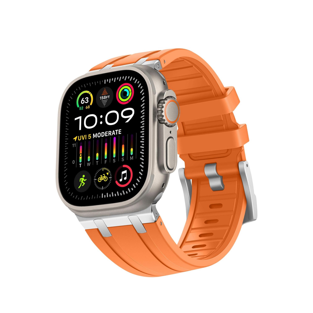Apple Watch バンド 49/45/44/42mmラバーベルト　オレンジ メンズの時計(ラバーベルト)の商品写真