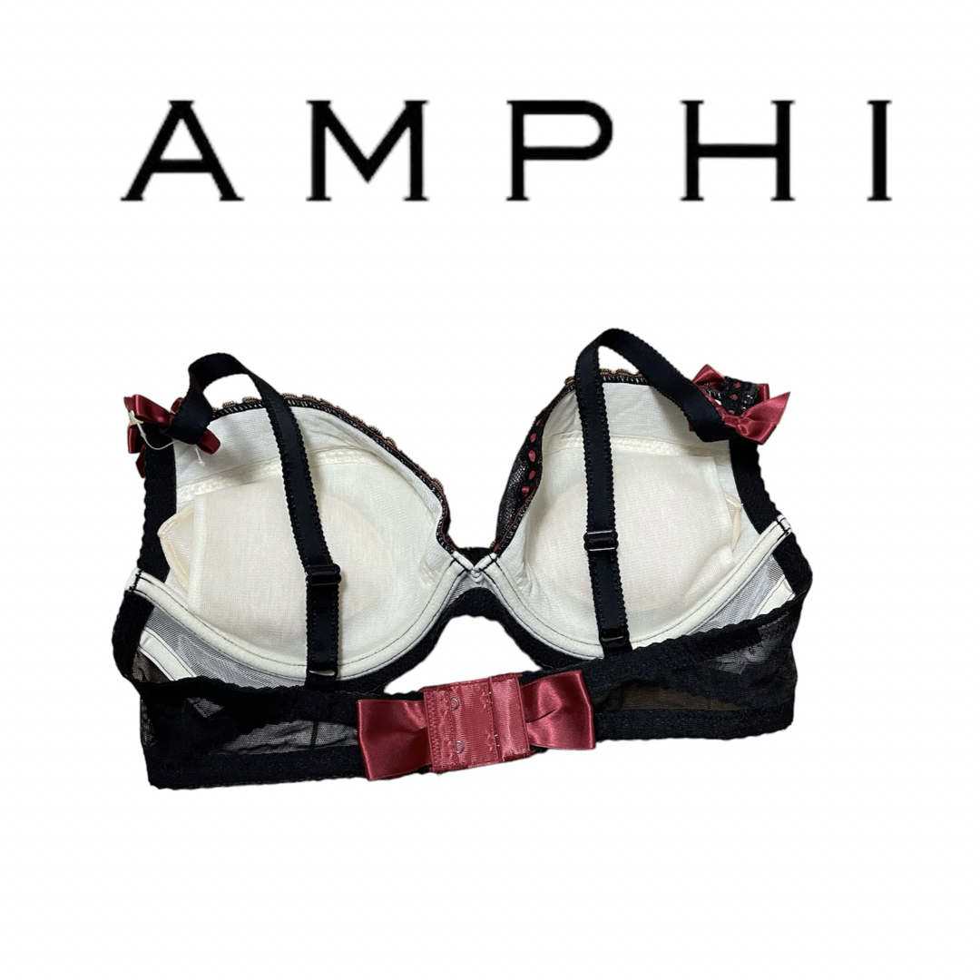 AMPHI(アンフィ)の新品未使用  AMPHI バックビッグリボン　リボンブラ&ショーツ　ブラック レディースの下着/アンダーウェア(ブラ&ショーツセット)の商品写真