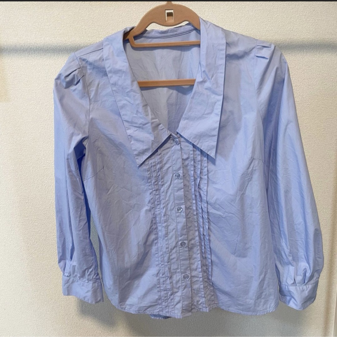 GU(ジーユー)のGU ビックカラーシャツ　ブラウス シャツ トップス 襟付き　 長袖 レディースのトップス(シャツ/ブラウス(長袖/七分))の商品写真