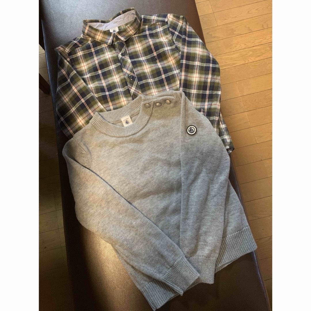 PETIT BATEAU(プチバトー)のプチバトー シャツ&セーターのセット キッズ/ベビー/マタニティのキッズ服男の子用(90cm~)(ニット)の商品写真