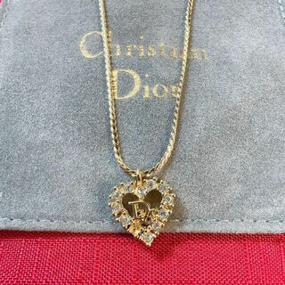 クリスチャンディオール(Christian Dior)のクリスチャン ディオール ブレスレット CD ロゴ ハート ラインストーン 金色(ネックレス)