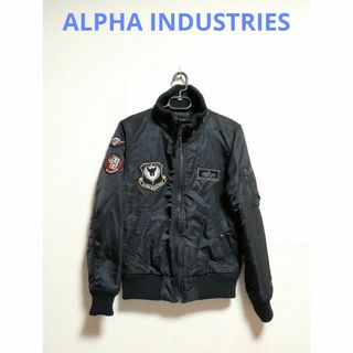 アルファインダストリーズ(ALPHA INDUSTRIES)のALPHA アルファ MA-1 フライト ジャケット ブルゾン ワッペン М 黒(フライトジャケット)