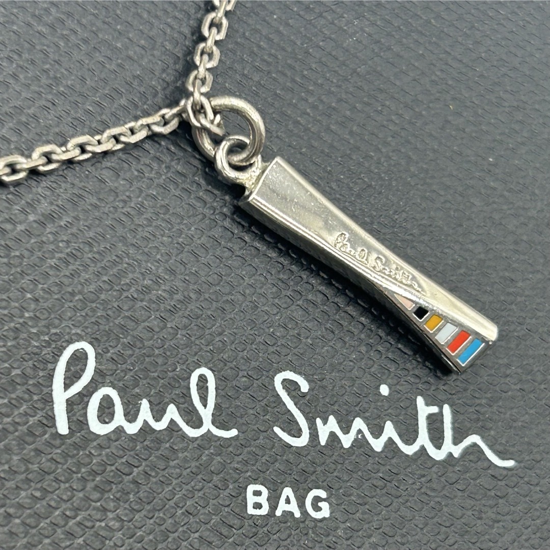 美品 PaulSmith ポールスミス ツイスト ネックレス シルバー 黒 白