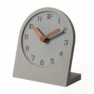 【色: グレー】mooqs ムクス 置き時計 卓上時計 木製 アナログ 静音 サ(置時計)