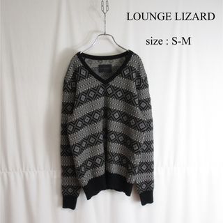 ラウンジリザード(LOUNGE LIZARD)のLOUNGE LIZARD 総柄 Vネック ニット セーター 2 トップス(ニット/セーター)