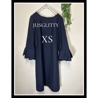 ジャスグリッティー(JUSGLITTY)の☆美品☆ JUSGLITTY セレモニー ワンピース　ネイビー　XS(ひざ丈ワンピース)