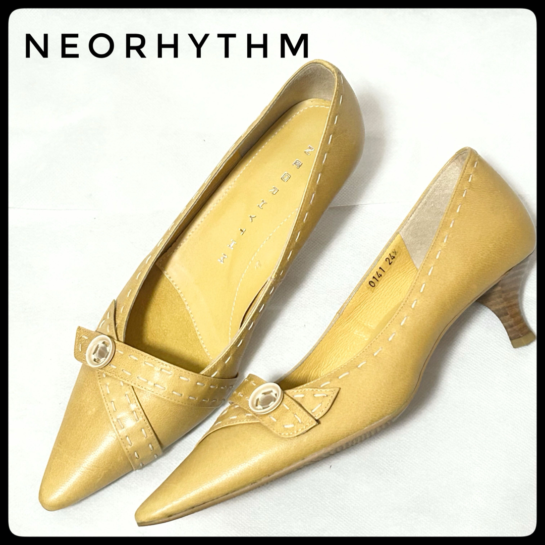 美品】NEORHYTHM ヒール　イエロー　日本製　パンプス　レディース　通勤 レディースの靴/シューズ(ハイヒール/パンプス)の商品写真