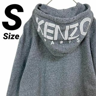 ケンゾー(KENZO)の美品★S★KENZOケンゾーフードロゴ フルジップアップパーカー メンズ グレー(パーカー)